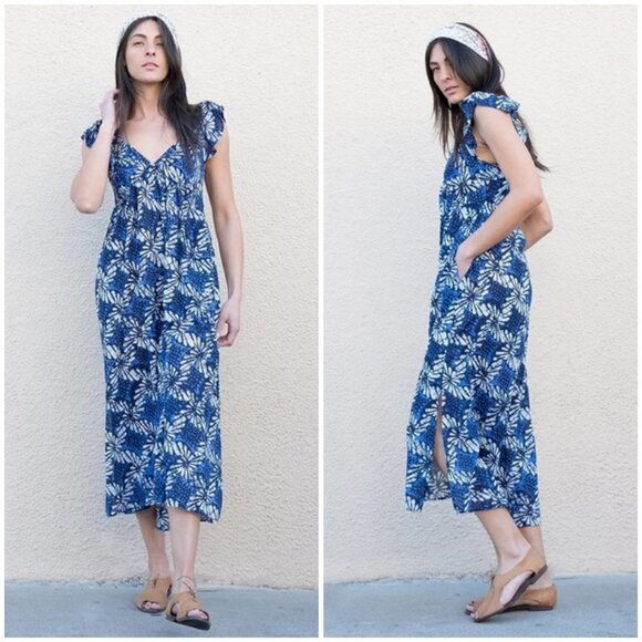 💕XIRENA💕 Leyla Dress ~ Water Blue Print Large - Picture 6 of 16